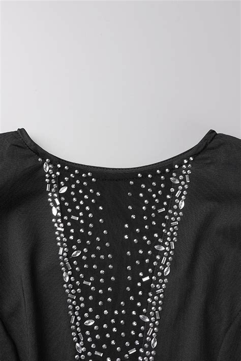 Wholesale Black Sexy Hot Drilling Patchwork Hot Drill O Neck Sheath Dresses K Online