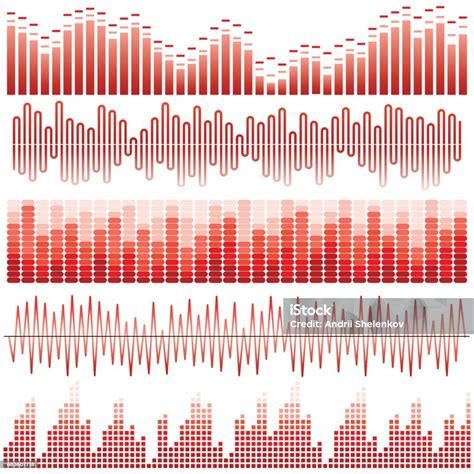 Vektor Set Gelombang Suara Merah Equalizer Audio Gelombang Suara Audio