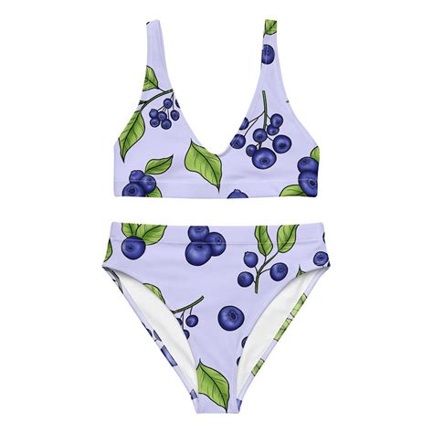 Botanical Blueberry Recycled High Waisted Bikini Set Luck And Lavender