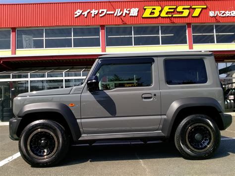 BEST写真館 スズキ ジムニーシエラ JB W の HOT STUFF ホットスタッフ BARKLEY HARDROCK バークレイ ハードロック ブラック リムポリッシュ