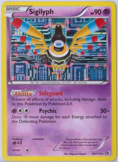 Sigilyph 66 113 Holo Rare Black White 11 Legendary Treasures