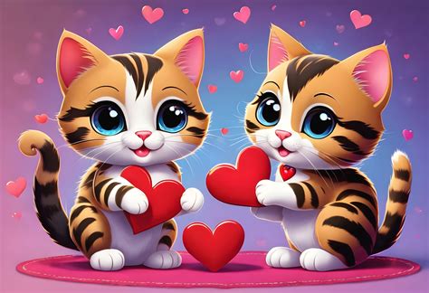 cartoon valentines day kitten  stock photo public domain pictures