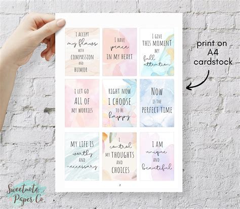 Printable Mindfulness Affirmation Cards Meditation Cards Digital