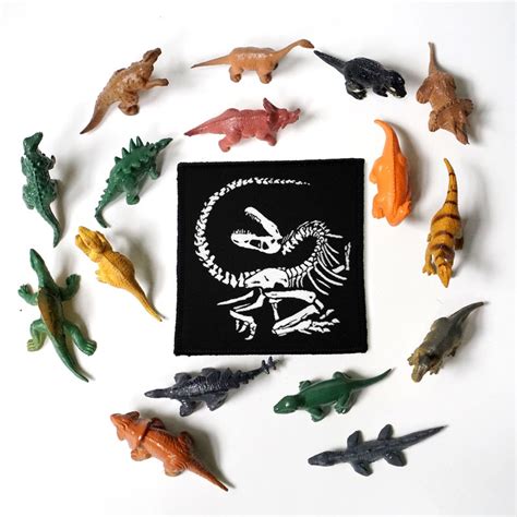 Dinosaur Patch Fossil Death Pose New Woven 8cm 3 Etsy