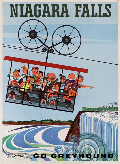 Greyhound Niagara Falls Bus Poster by Art Grebetz – Travel on Paper