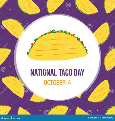 National Taco Day Greeting Card Illustration With Cute Cartoon Style