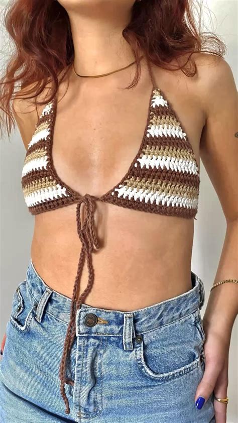 Striped Triangle Crochet Bikini Top Vera Bikini Top Pattern By Magomade Artofit