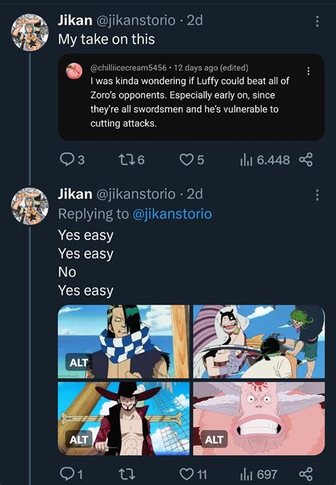 I can't do this anymore, people rlly think Luffy never won against