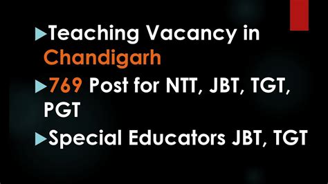 Vacancies For Ntt Jbt Tgt Pgt Chandigarh Vacancies English Master