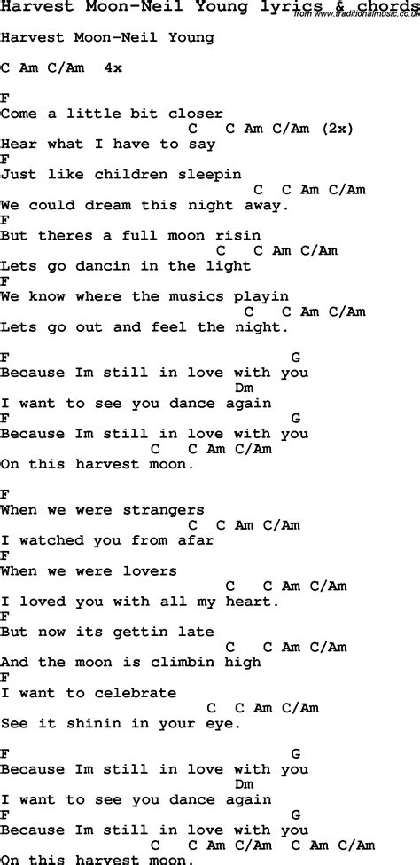 Love Song Lyrics Forharvest Moon Neil Young With Chords