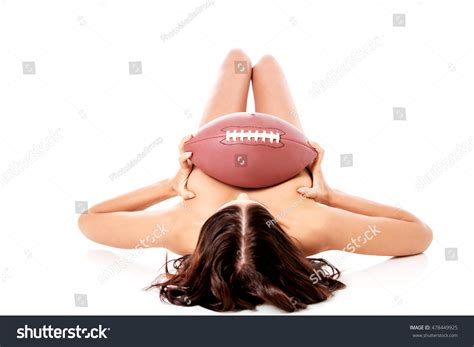 Beautiful Nude Woman Holding American Football Stock Photo Shutterstock