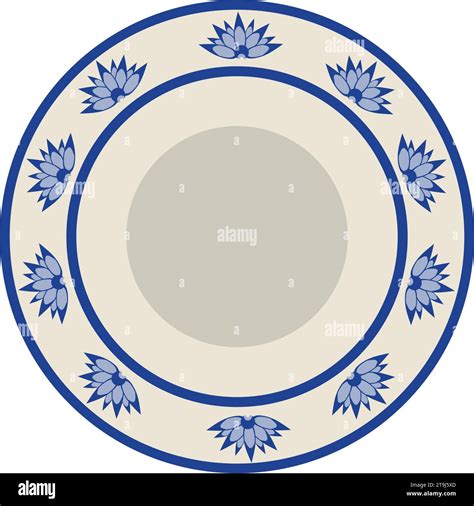 Chinese Porcelain Blue And White Plate Vector Isolated Stock Vector Image And Art Alamy