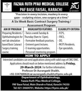 Fazaia Ruth PFAU Medical College Admission Open 2024