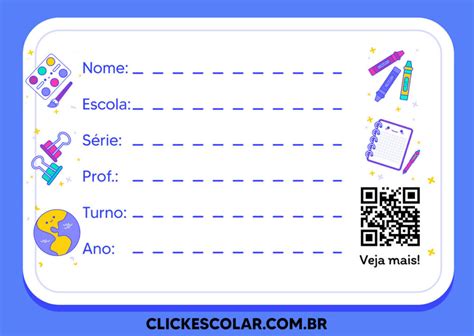 Crachá Escolar Para Editar E Imprimir - Crachá infantil para Editar e imprimir – Click Escolar