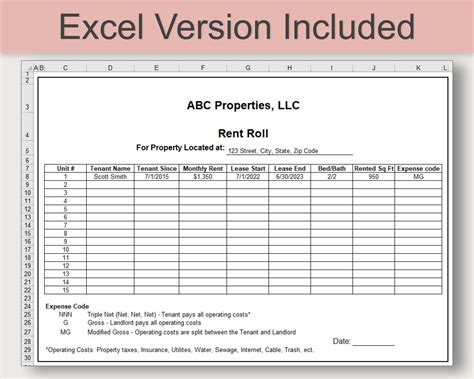 Rent Roll Excel Template and Google Sheet Rent Collection Tracker