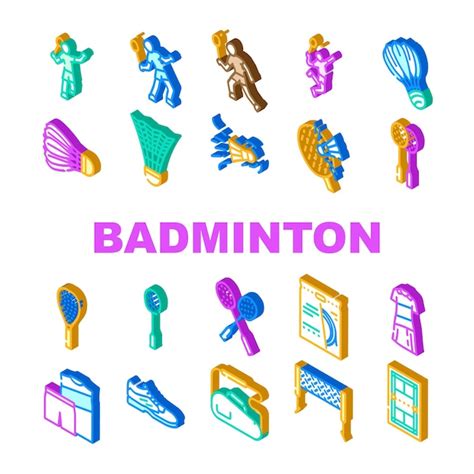 Premium Vector Badminton Shuttlecock Competition Icons Set Vector