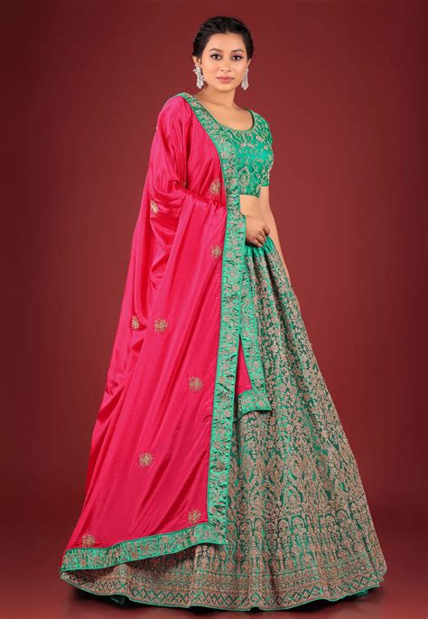 Sea Green Net Circular Lehenga Choli