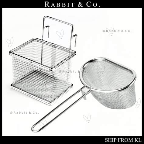 R C Stainless Steel Hot Pot Colander With Hook Noodle Drainer Filter Mesh Sieve Strainer Spoon