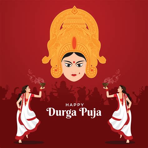 Illustration Of People Celebrating The Occasion Of Durga Puja Festival