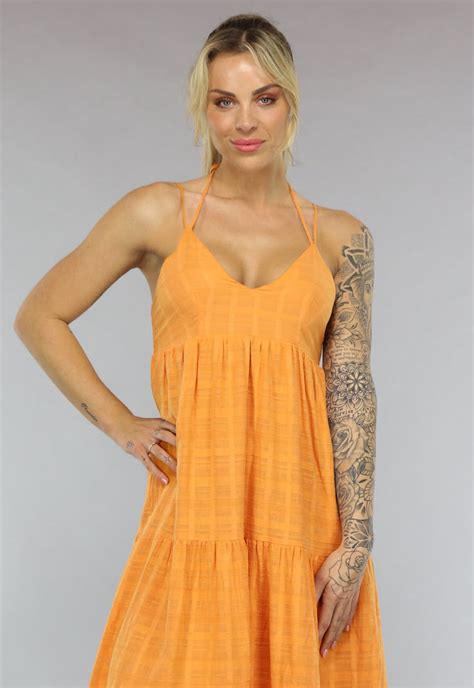 Lange Oranje Boho Halter Jurk Uwantisell Nl