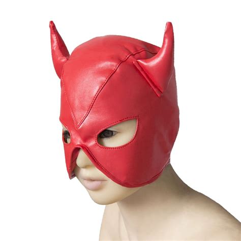 Máscara De Diablita En Cuero Vegano Rojo Sex Shop Tentaciones