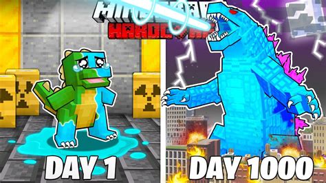 I Survived 1000 Days As DIAMOND GODZILLA In HARDCORE Minecraft Full