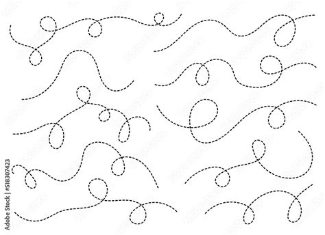 Hand Drawn Dotted Curved Line Shape Curved Line Icon Collection