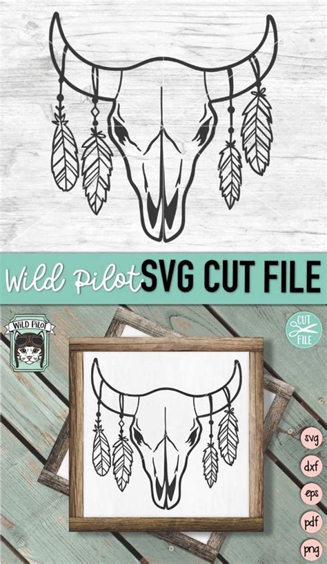 Cow Skull With Feathers Svg Cow Skull Svg File Cow Skull Etsy Bull