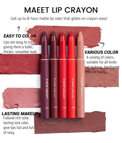 Handaiyan Colors Matte Lip Crayon With Sharpener Nude Lip Pencil Waterproof Long Lasting Lip