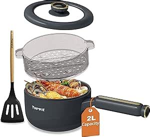 Amazon Topwit Hot Pot Electric With Steamer L Multifunctional Electric Pot Non Stick
