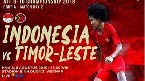 Live Streaming Timnas U18 Indonesia Vs Timor Leste Jadwal Piala AFF U