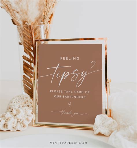 Tip Your Bartender Sign, Feeling Tipsy, Boho Terracotta Wedding Bar Tip