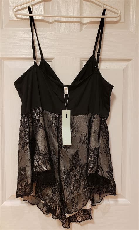 NWT Women S Sexy Black Laced Sheer White Lining Lingerie Top Sz XXL Property Room