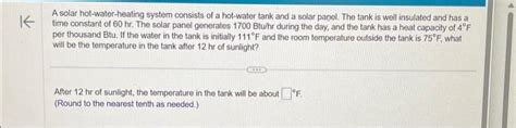 Solved A solar hot-water-heating system consists of a | Chegg.com