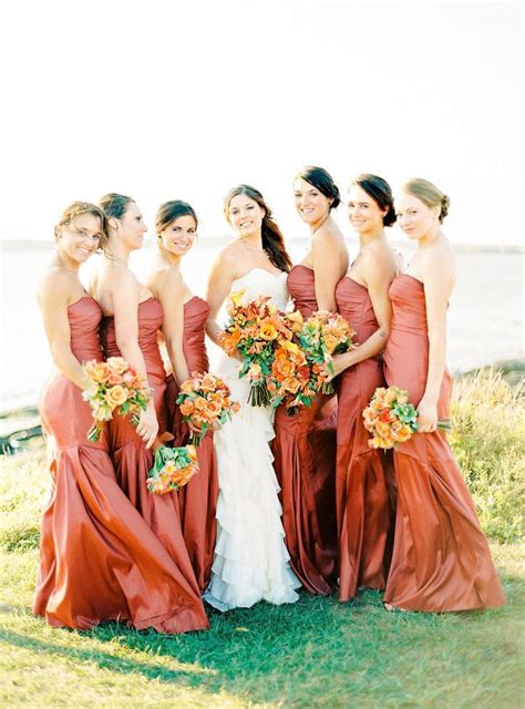 Long Burnt Orange Bridesmaid Dresses Burnt Orange