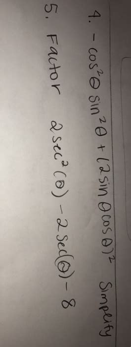 Solved Cos2 Theta Sin2 Theta 2 Sin Theta Cos Theta2