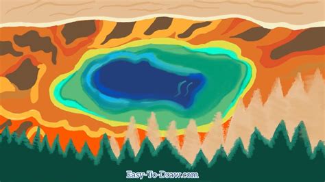 How To Draw Grand Prismatic Spring In Yellowstone National Park USA