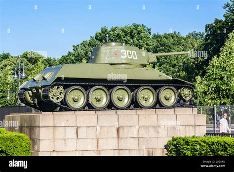 Ww2 T 34 Tank At The Soviet War Memorial Tiergarten Berlin Germany