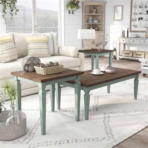 Furniture of America Leen 3-Piece Coffee Table Set, Antique Blue