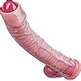 Amazon Realistic Huge Dildo Uncut Movable Foreskin Giant Dildo Silicone Thick Dildo