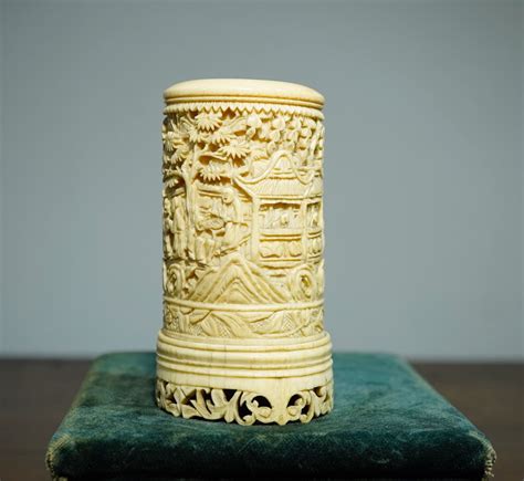 Ivory Vase Chinese With Continuous Landscape C 1860 Moorabool