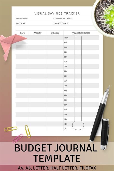 An Image Of A Paper With The Words Budget Journal On It And A Pen Next