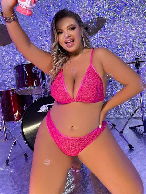 Plus Ring Linked Cut Out Lingerie Set SHEIN USA