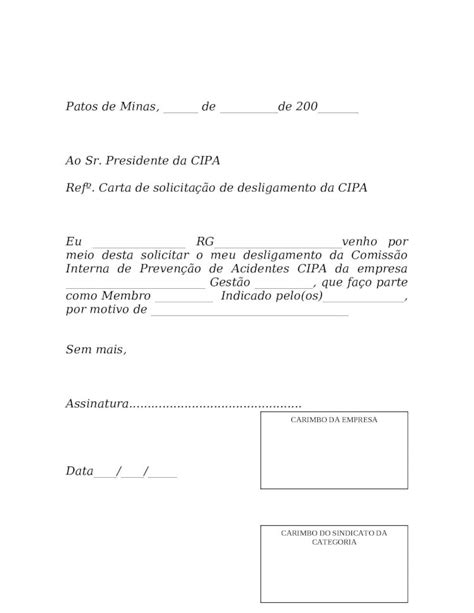 Carta De Desligamento Da Cipa Doc Top Quotes D