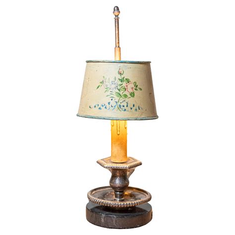 french  century tole lamp  original hand painted floral themed