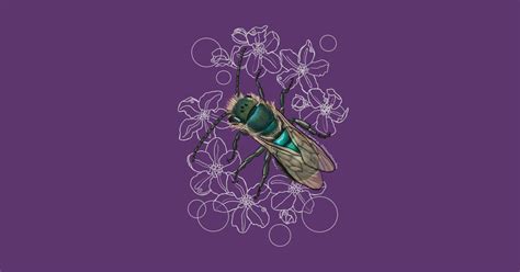 Blue Orchard Mason Bee Doodle For Dark Background Bee T Shirt