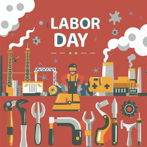 Premium Vector Happy Labor Day Greeting Card Hand Lettering