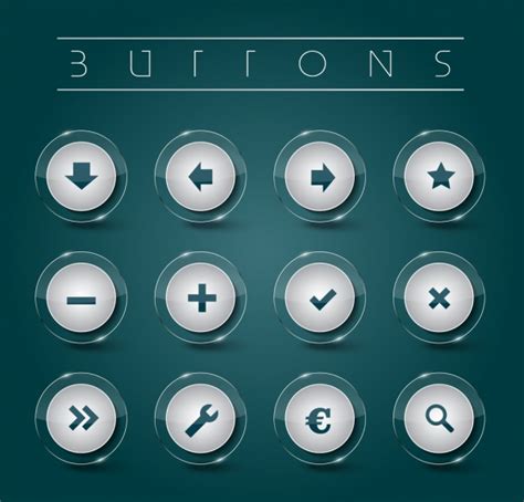 digital button sets shiny white  isolation vectors graphic art