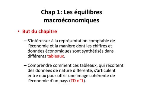 Chapitre 1 économie Chap 1 Les équilibres macroéconomiques But du