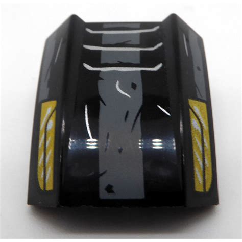 LEGO Black Slope 1 X 2 X 2 Curved With Yellow Headlights And Grey